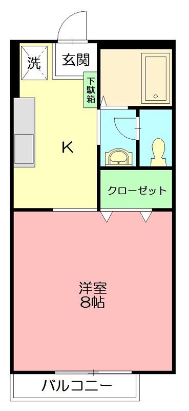 ミツハシハイツ(1K/1階)の間取り写真