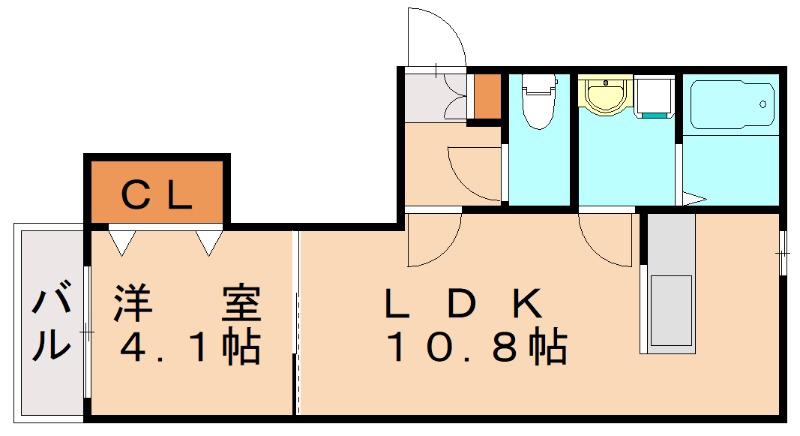 周船寺2丁目AP 2号棟(1LDK/3階)の間取り写真