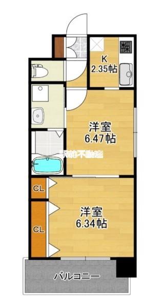 レジディア天神(1LDK/10階)の間取り写真