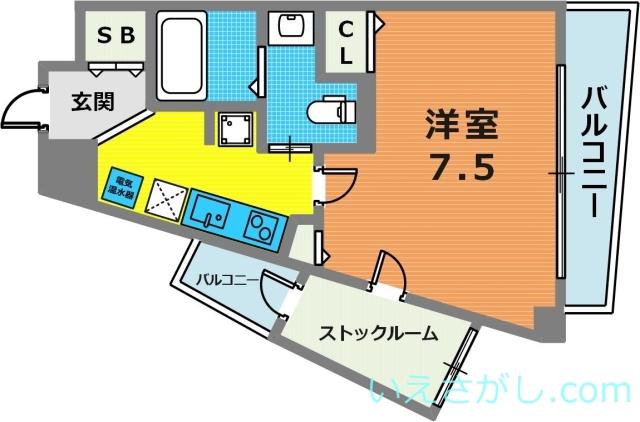グルーブ神戸ハーバーアリーナ(1SK/7階)の間取り写真