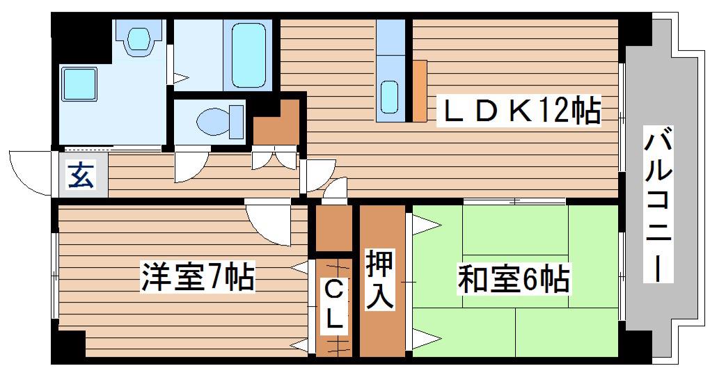 オーレゾン(2LDK/4階)の間取り写真