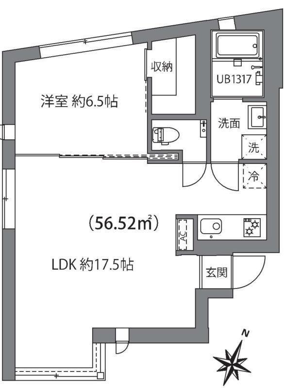 ルクール市ヶ谷払方町(1LDK/2階)の間取り写真