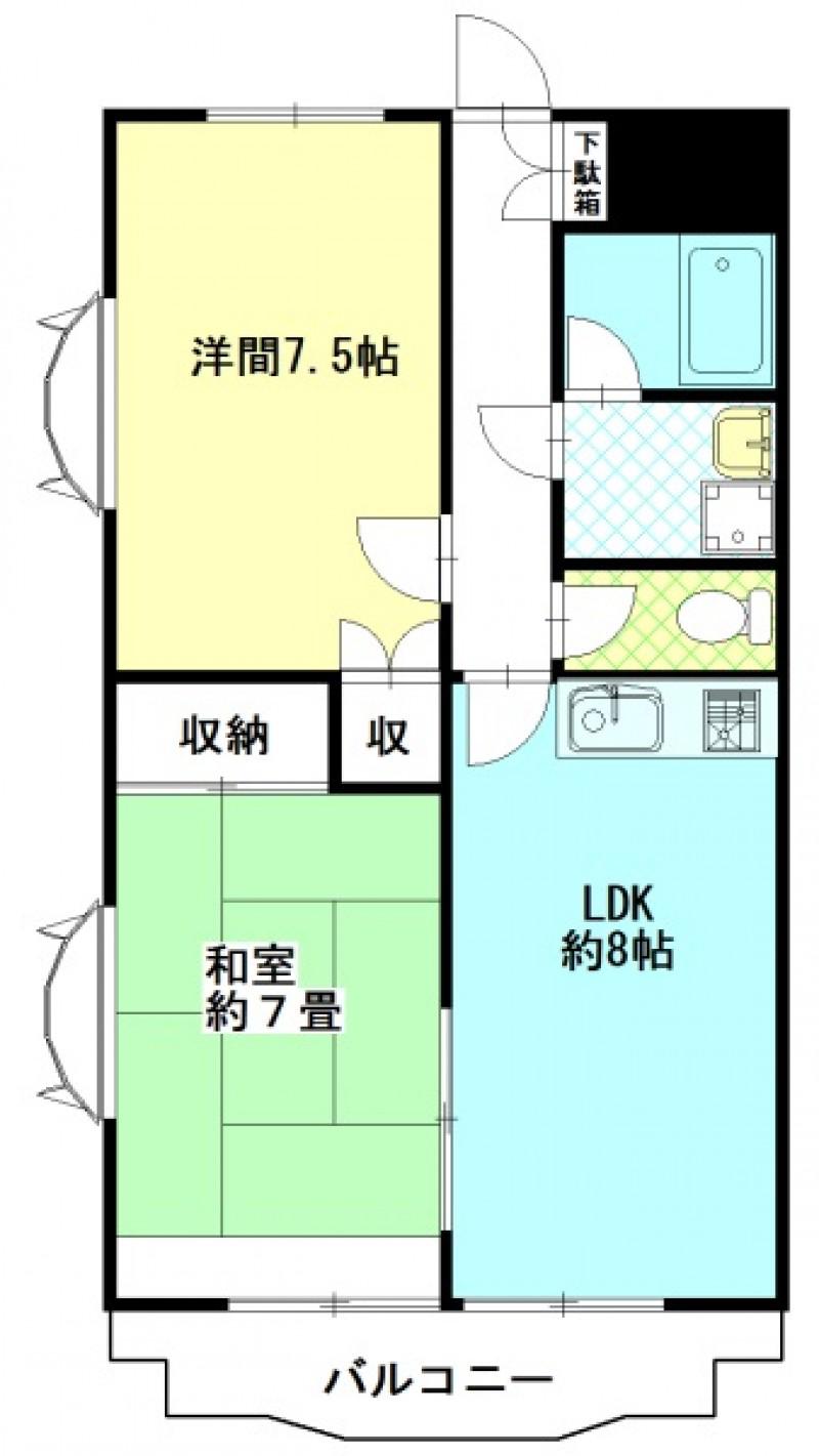 カーザモンターニャ(2LDK/6階)の間取り写真