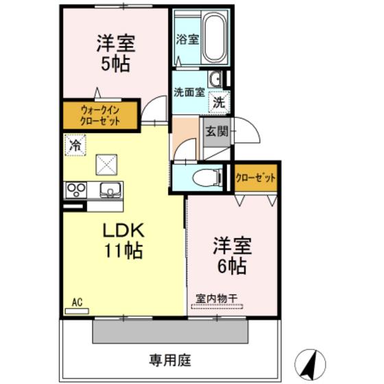 アンジュエ(2LDK/1階)の間取り写真