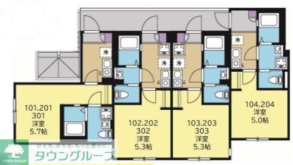 プライム大口(1K/1階)の間取り写真