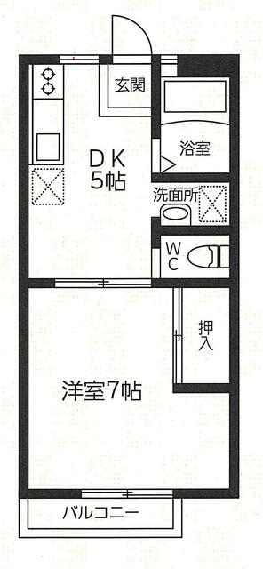サンライフちよだB(1DK/2階)の間取り写真