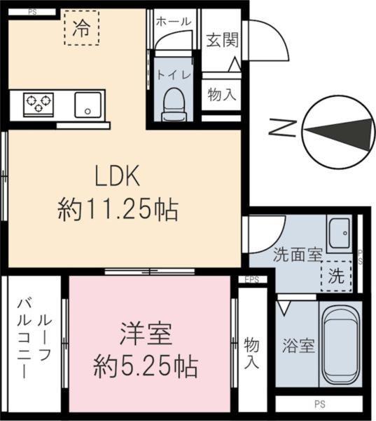 HIKARI(1LDK/3階)の間取り写真