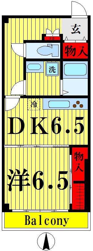 三泉ビル(1DK/2階)の間取り写真