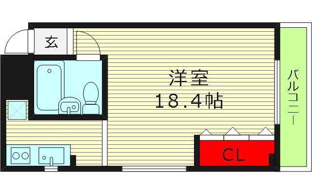 サンライズ古市(ワンルーム/2階)の間取り写真