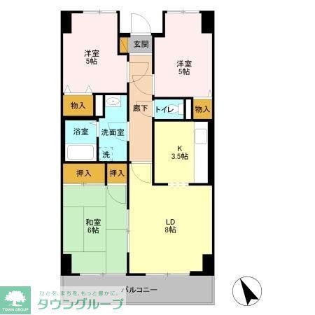 オーシャンビュー弐番館(3LDK/5階)の間取り写真