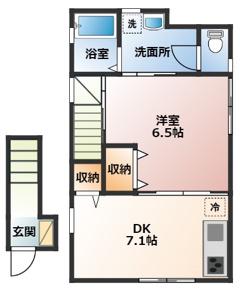 MAISON DE LIEN B号棟(1DK/2階)の間取り写真