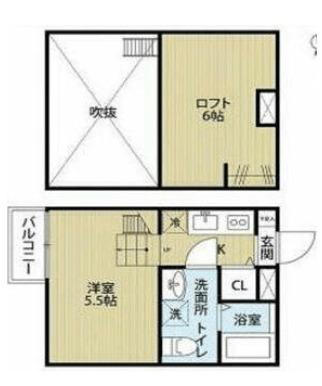 JOELLE白幡(1K/1階)の間取り写真