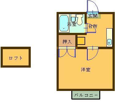 ポルタブルー籠原(1K/1階)の間取り写真