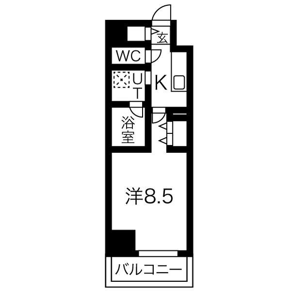リシュドール名駅南(1K/10階)の間取り写真