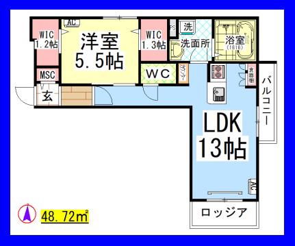AF パールヴィラージュ(1LDK/3階)の間取り写真