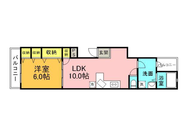 田村ビルA棟(1LDK/3階)の間取り写真