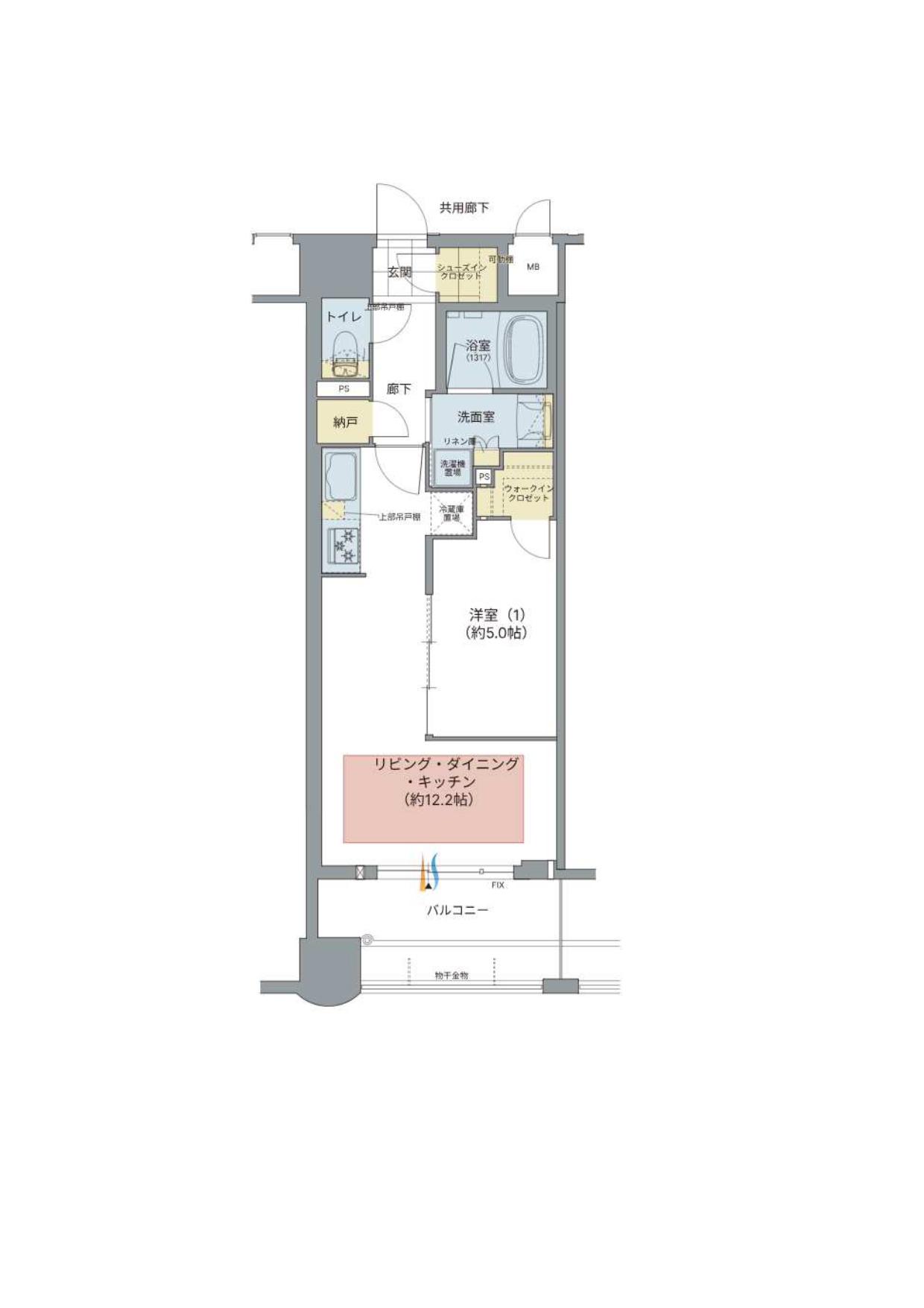 ラシュレ京都西大路(1LDK/6階)の間取り写真