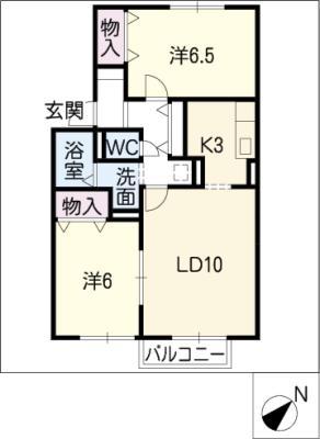 ラ・セジュール(2LDK/2階)の間取り写真