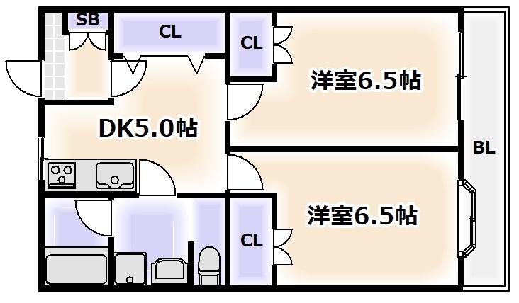 ハイツエルム(2DK/2階)の間取り写真
