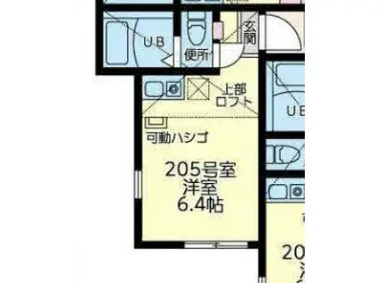 ユナイト弘明寺カールシュミット(ワンルーム/2階)の間取り写真