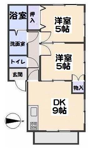 シティメイト多布施(2DK/2階)の間取り写真