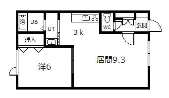 プログレスA棟(1LDK/1階)の間取り写真