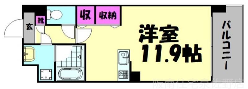 りんくうアドミラブル(ワンルーム/1階)の間取り写真