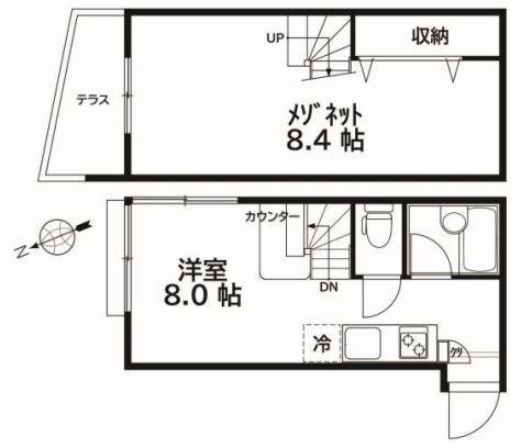 サンフラットつつじヶ丘(1LDK/2階)の間取り写真