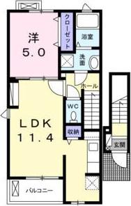 ラフルール(1LDK/2階)の間取り写真