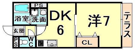 クレセールII(1DK/1階)の間取り写真