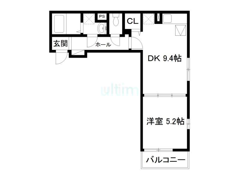 シャルマン東寺南I(1LDK/1階)の間取り写真