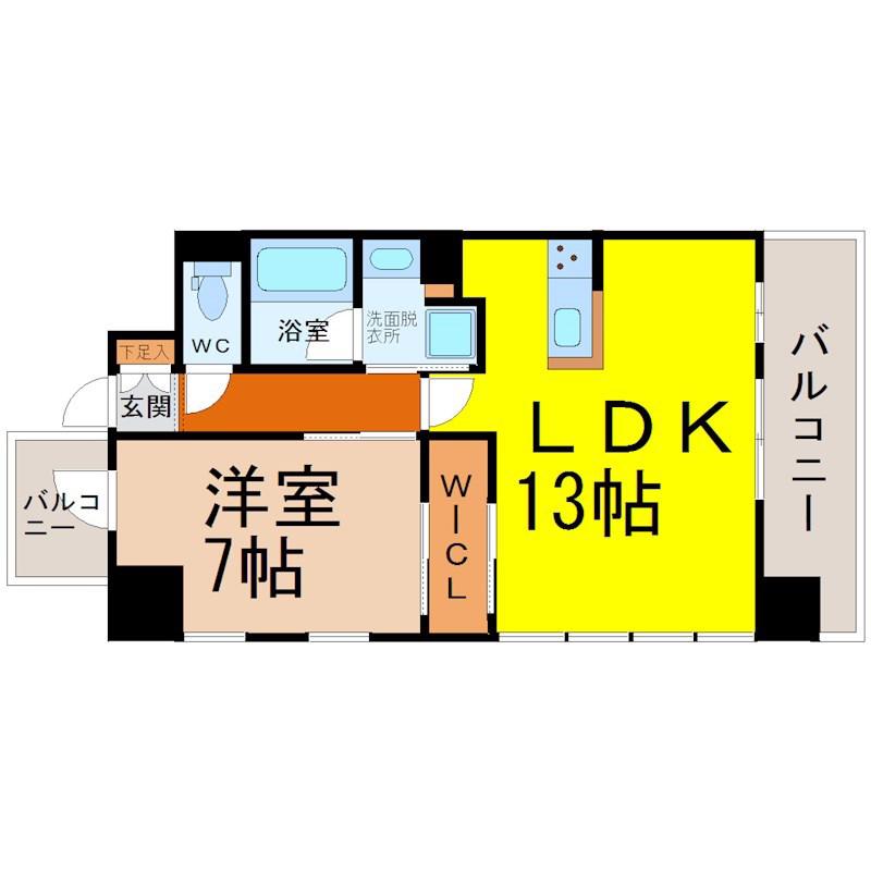 GRAND ESPOIR IZUMI(1LDK/10階)の間取り写真