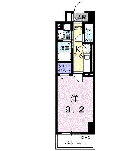 シティコア高崎(1K/2階)の間取り写真