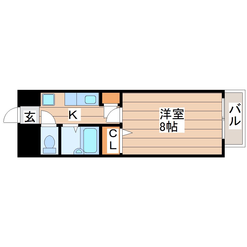 グランドパレス長町(1K/3階)の間取り写真