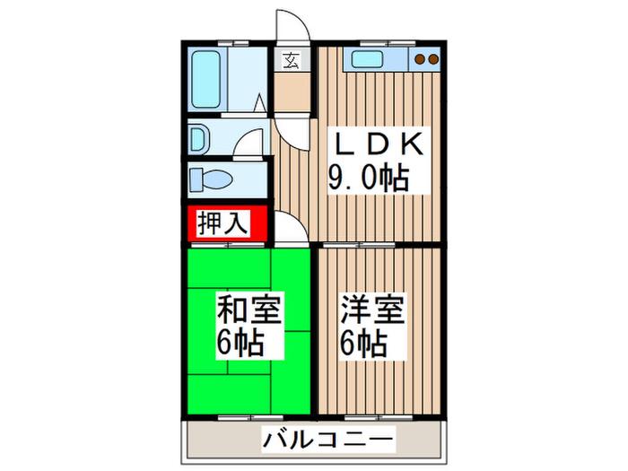ヴィラ豊田(2LDK/2階)の間取り写真