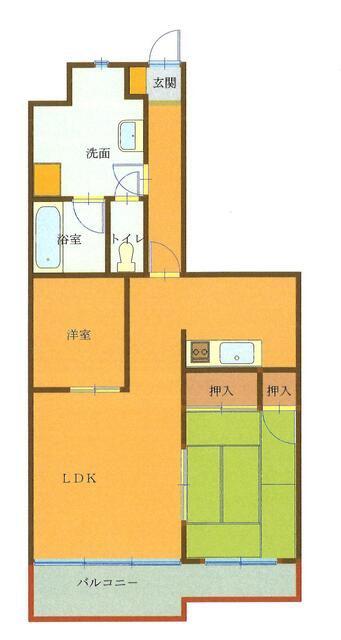 富士コーポ(1LDK/5階)の間取り写真