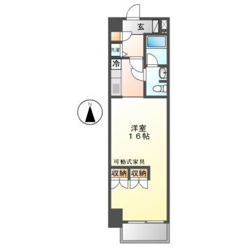 アプリーレ久屋大通公園 旧BPRレジデンス久屋大通公園(ワンルーム/10階)の間取り写真