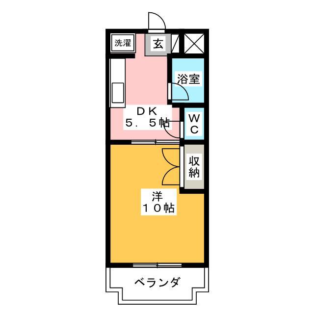 ウィステリアI(1DK/2階)の間取り写真
