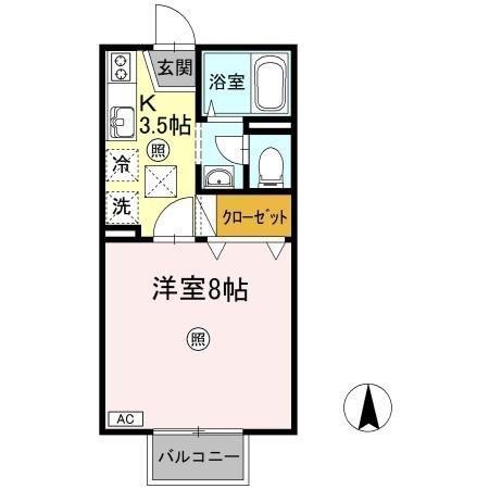 メゾンたちばなA棟(1K/1階)の間取り写真