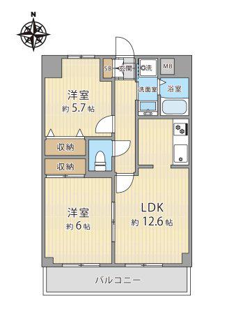 RESIDENCEMIYABI(2LDK/1階)の間取り写真