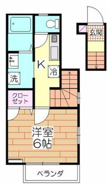 T・ブルー(1K/2階)の間取り写真