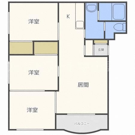 バンビーノ月寒(3LDK/3階)の間取り写真