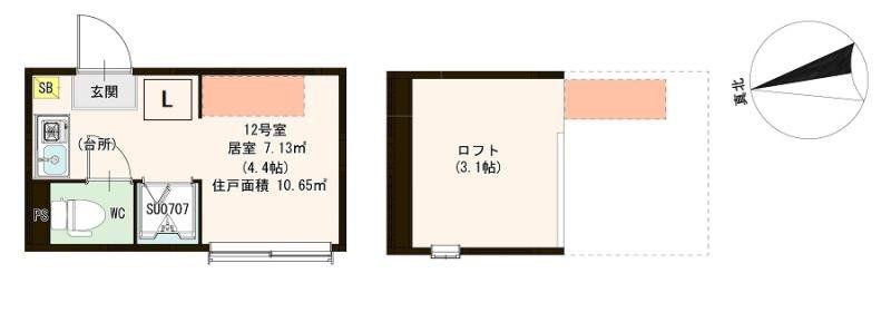 ハーモニーテラス新小岩III(ワンルーム/1階)の間取り写真
