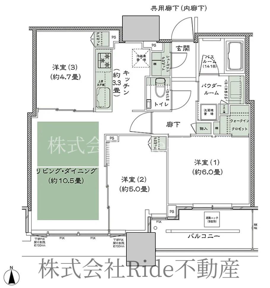シティタワー大阪本町(3LDK/26階)の間取り写真