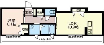 紅葉の庭 A(1LDK/1階)の間取り写真