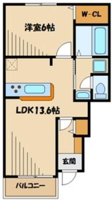 ナリッシュ ヒル(1LDK/1階)の間取り写真