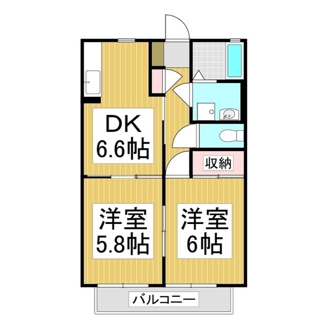 バリュージュ若宮(2DK/2階)の間取り写真