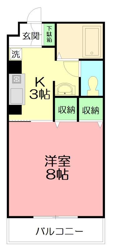 HG COURT 3(1K/2階)の間取り写真