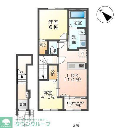 千葉市中央区大森町アパート(2LDK/2階)の間取り写真