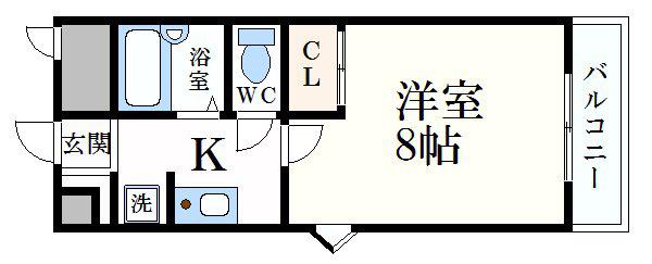 メゾンデール本町(1K/4階)の間取り写真